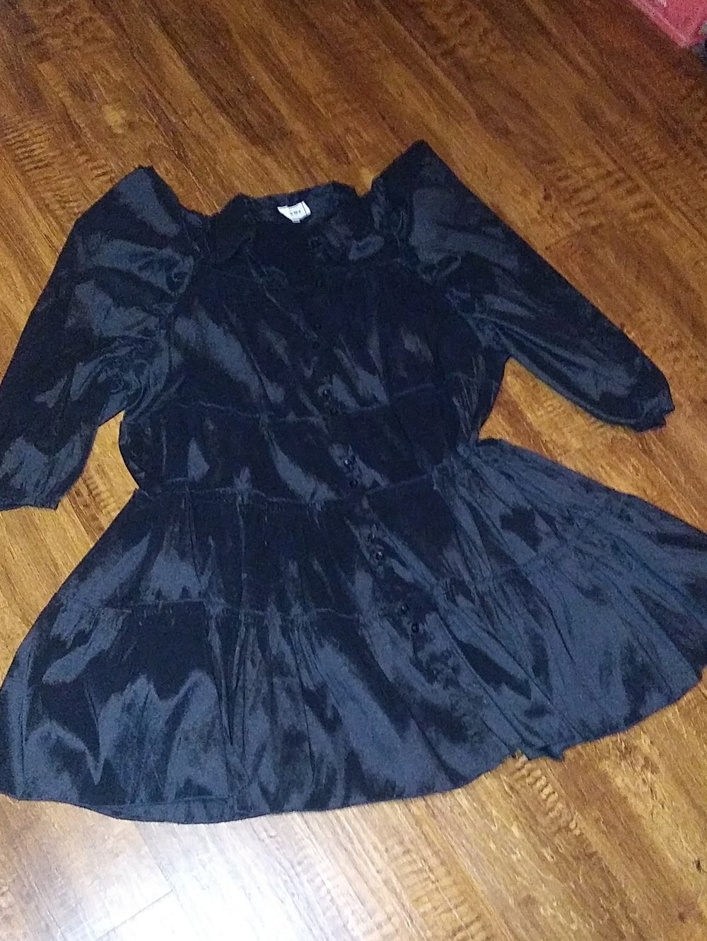 Classic Black Tiered  Dress with Puff Sleeves